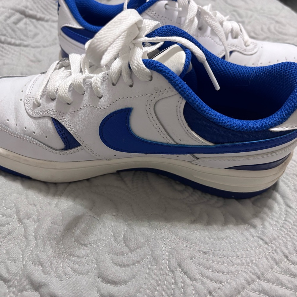 Kids White and Blue Athletic Shoes